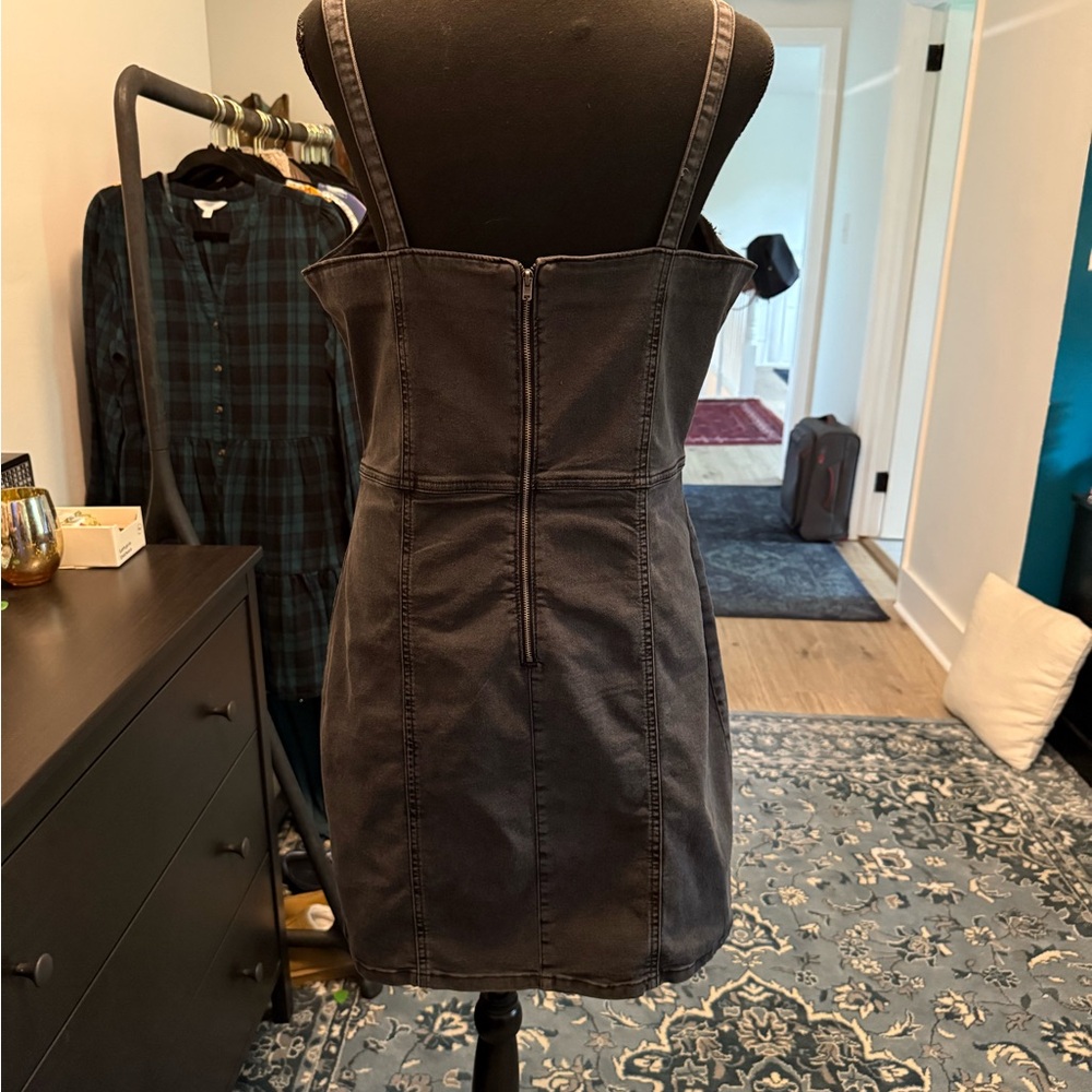 New Look Charcoal Denim Zip-Up Dress - Picture 3 of 5